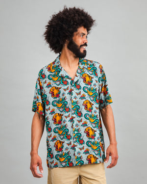 Old School Tattoo Aloha Shirt Mist