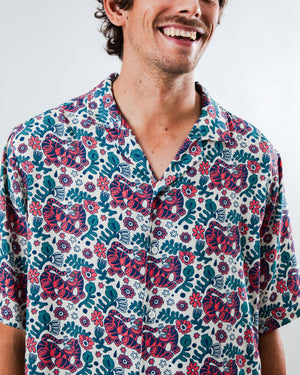 Asis Percales Tigris Aloha Shirt Ecru