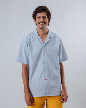 Pinstripes Aloha Shirt Blue