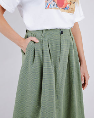 Checks Midi Skirt Olive