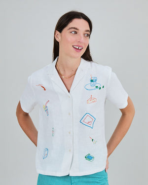Chiringuito embroidery Aloha Blouse White