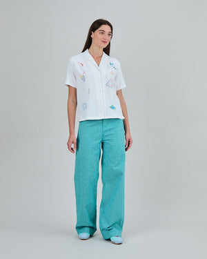 Chiringuito embroidery Aloha Blouse White