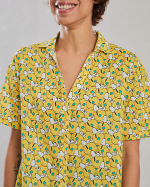 Peanuts Donuts Oversize Cropped Blouse Yellow