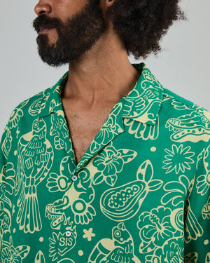 Asis Percales Crocodylus Aloha Shirt Green