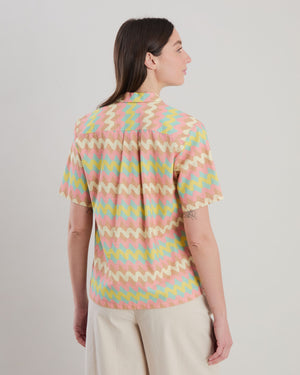 Pastel Wavy Stripes Aloha Blouse