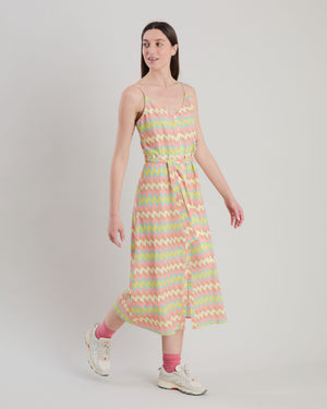 Pastel Wavy Stripes Strap Dress