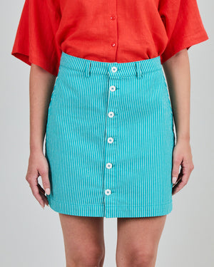 Denim Stripes Mini Skirt Green