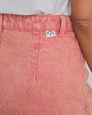 Washed Denim Mini Skirt Pink