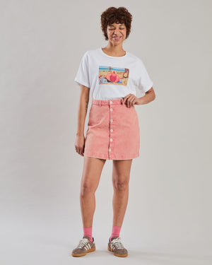 Washed Denim Mini Skirt Pink