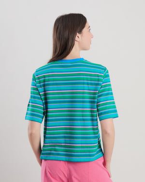 Stripes Boxy Tee Blue