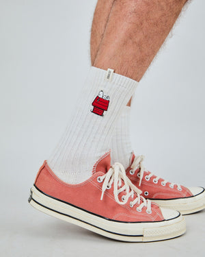 Peanuts Doghouse Socks White