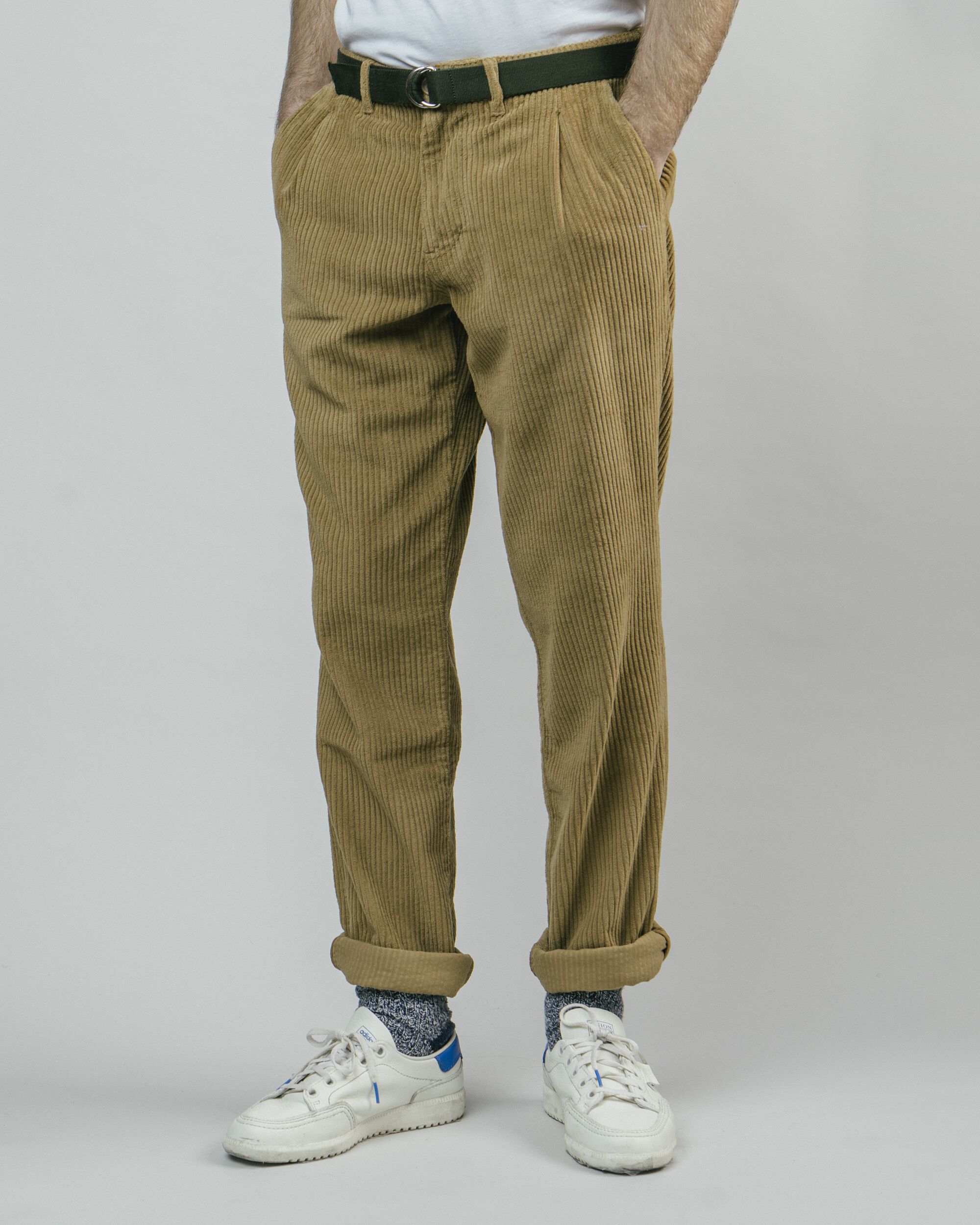 Corduroy Pleated Chino Pants Camel