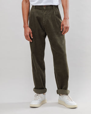 Corduroy Pleated Chino Pants Stone Green