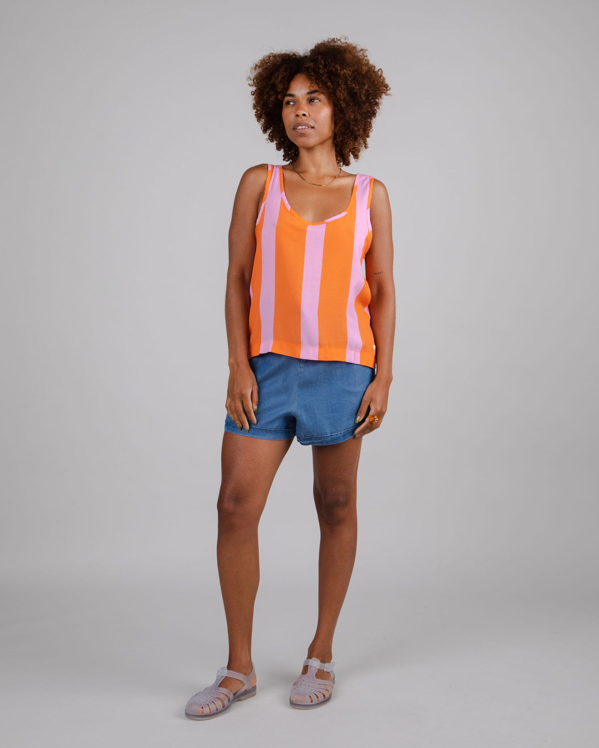 Color Block Tank Top Orange - 100% Sustainable viscose - Brava Fabrics