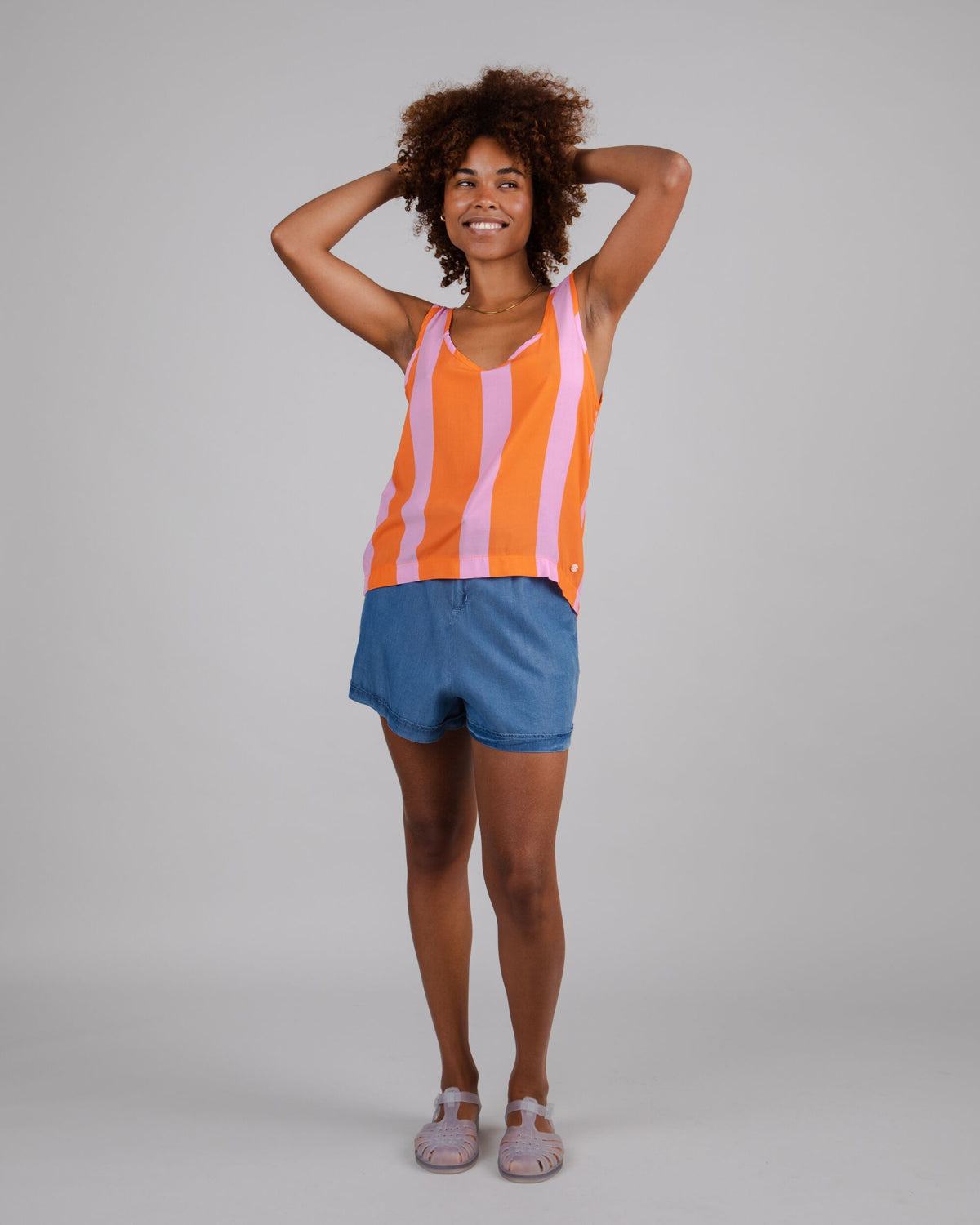 Color Block Tank Top Orange - 100% Sustainable viscose - Brava Fabrics