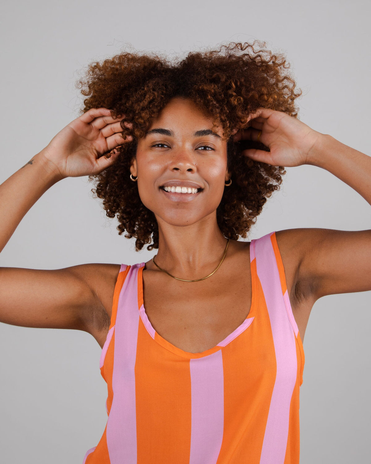 Color Block Tank Top Orange - 100% Sustainable viscose - Brava Fabrics