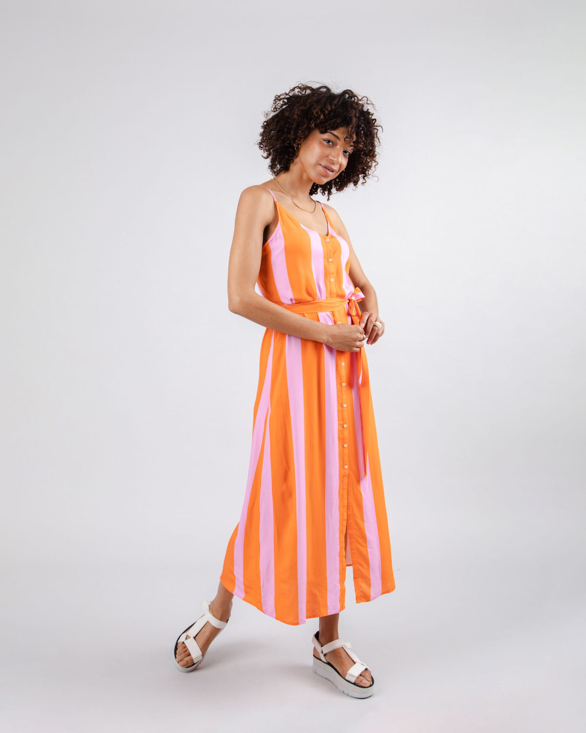orange pink color block dress Outfit 244