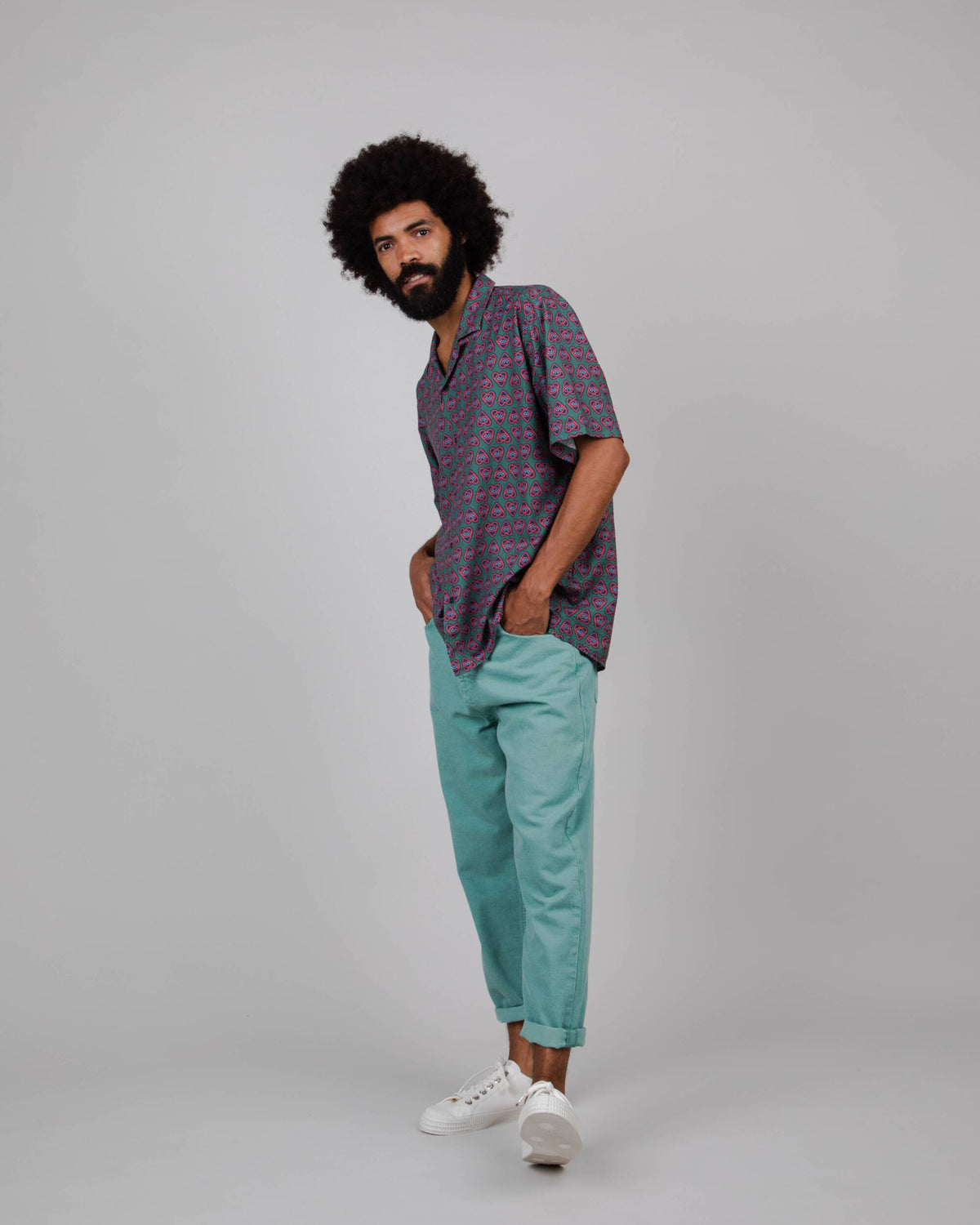 Asis Percales Heart Aloha Green