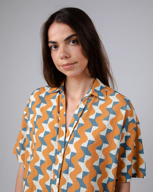 Big Tiles Cropped Blouse Ochre