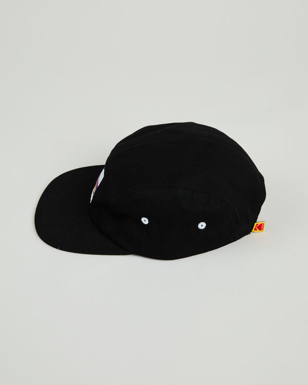 Kodak 5 Panel Cap Black - 100% Organic Cotton - Brava Fabrics