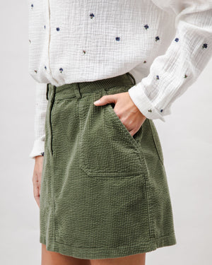 Corduroy Short Skirt Stone Green