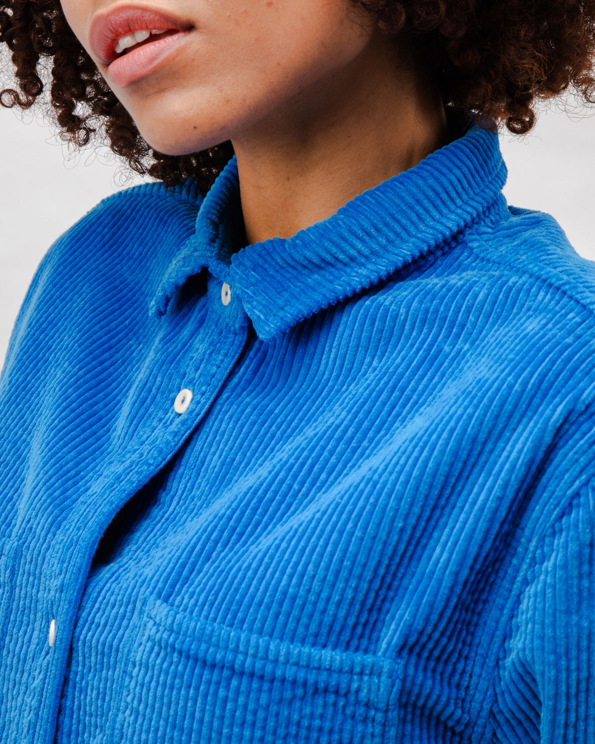 Women's Dusty Blue Oversized Corduroy Shirt outlet