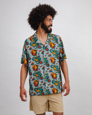Old School Tattoo Aloha Shirt Mist
