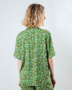 Peanuts Flower Garden Aloha Blouse Green