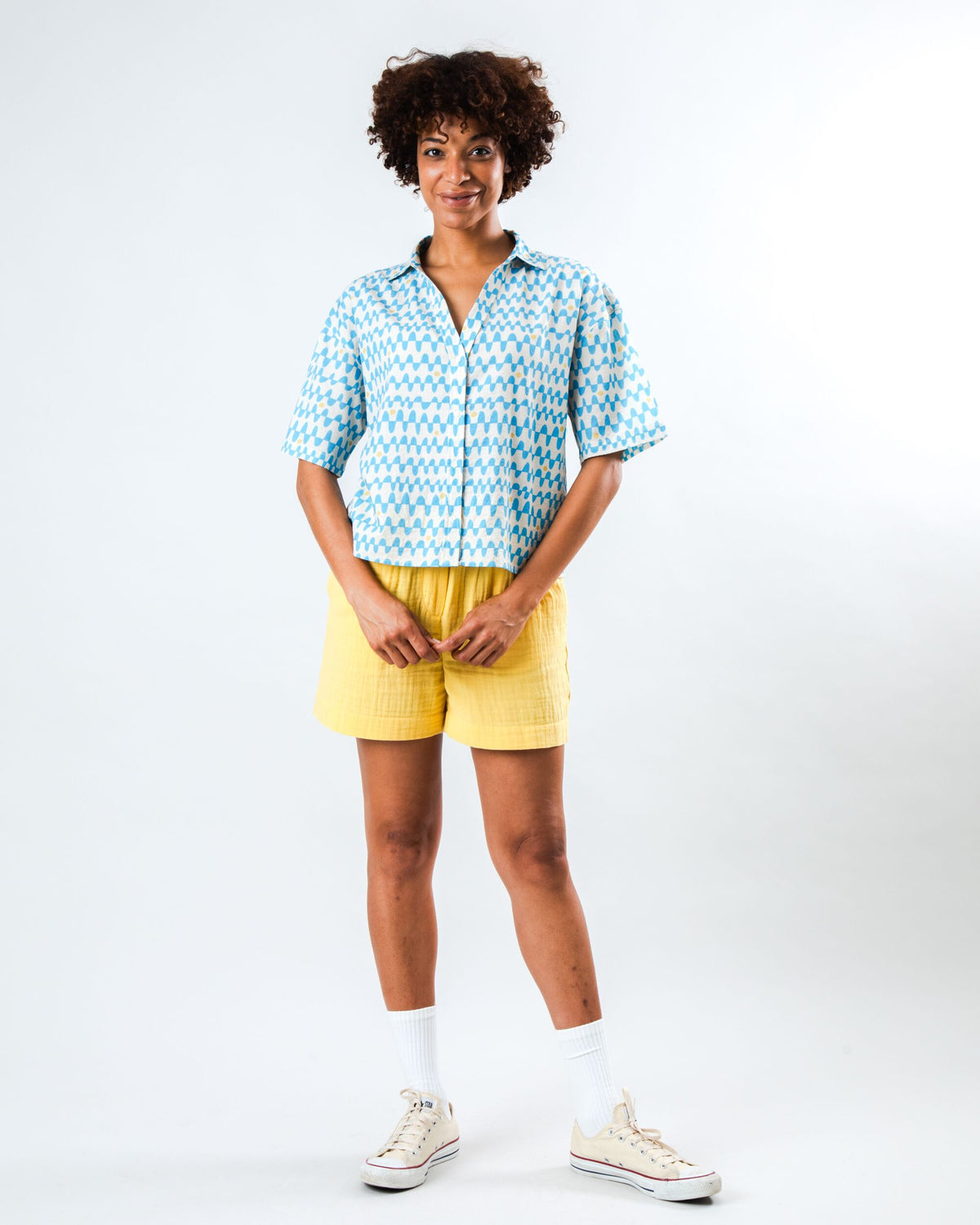 Sunset Cropped Blouse Blue