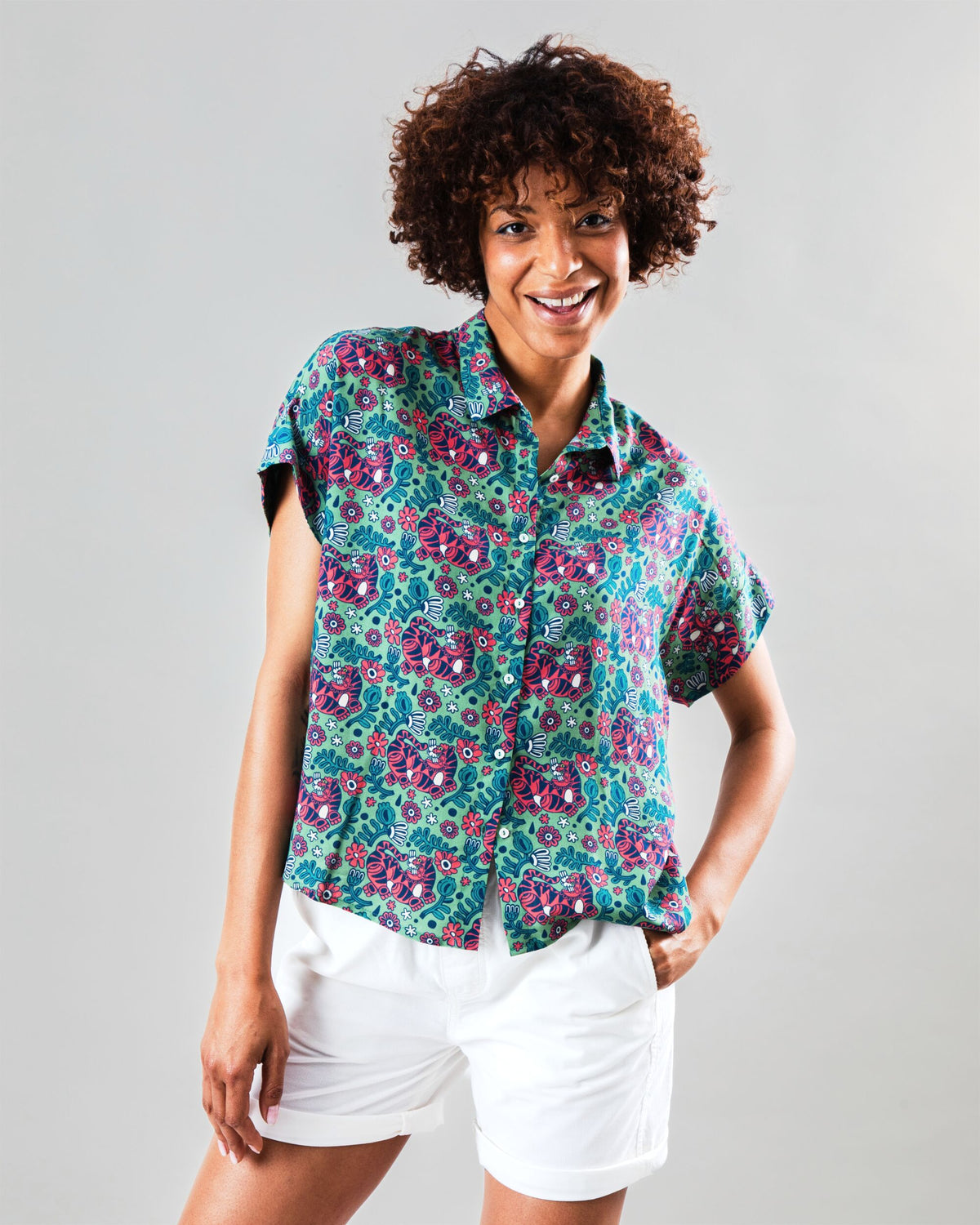 Asis Percales Tigris Batwing Blouse Light Green