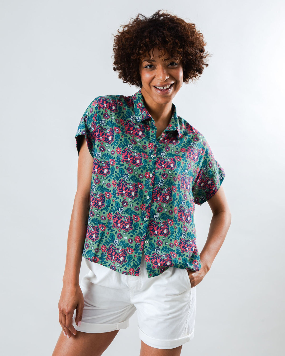 Asis Percales Tigris Batwing Blouse Light Green