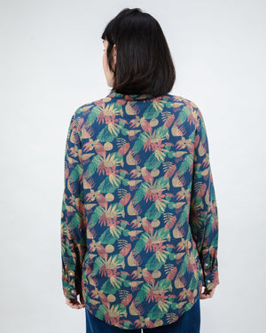 Flower Vichy Blouse Navy