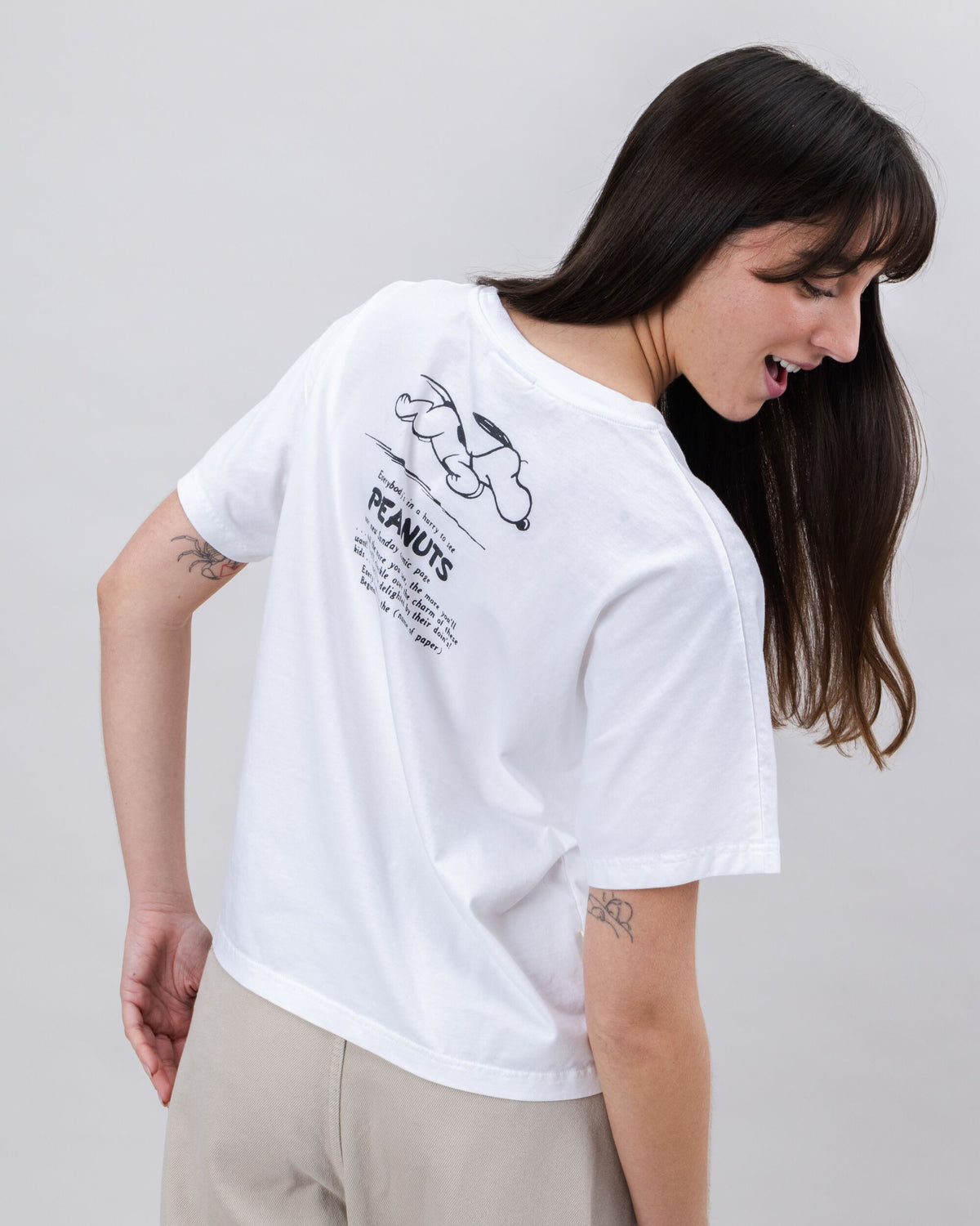 Peanuts Everybody's in a Hurry Oversize Tee White