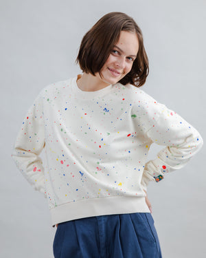 Splash Paint Rounded Sweatshirt Ecru