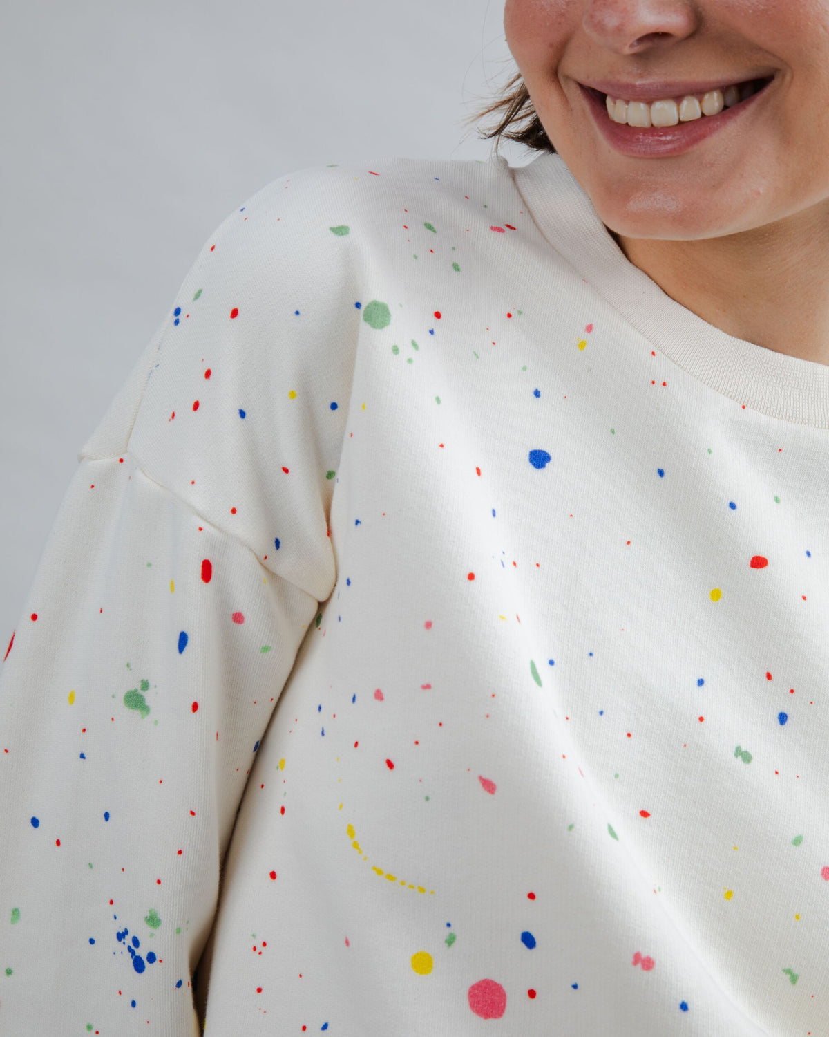 Splash Paint Rounded Sweatshirt Ecru