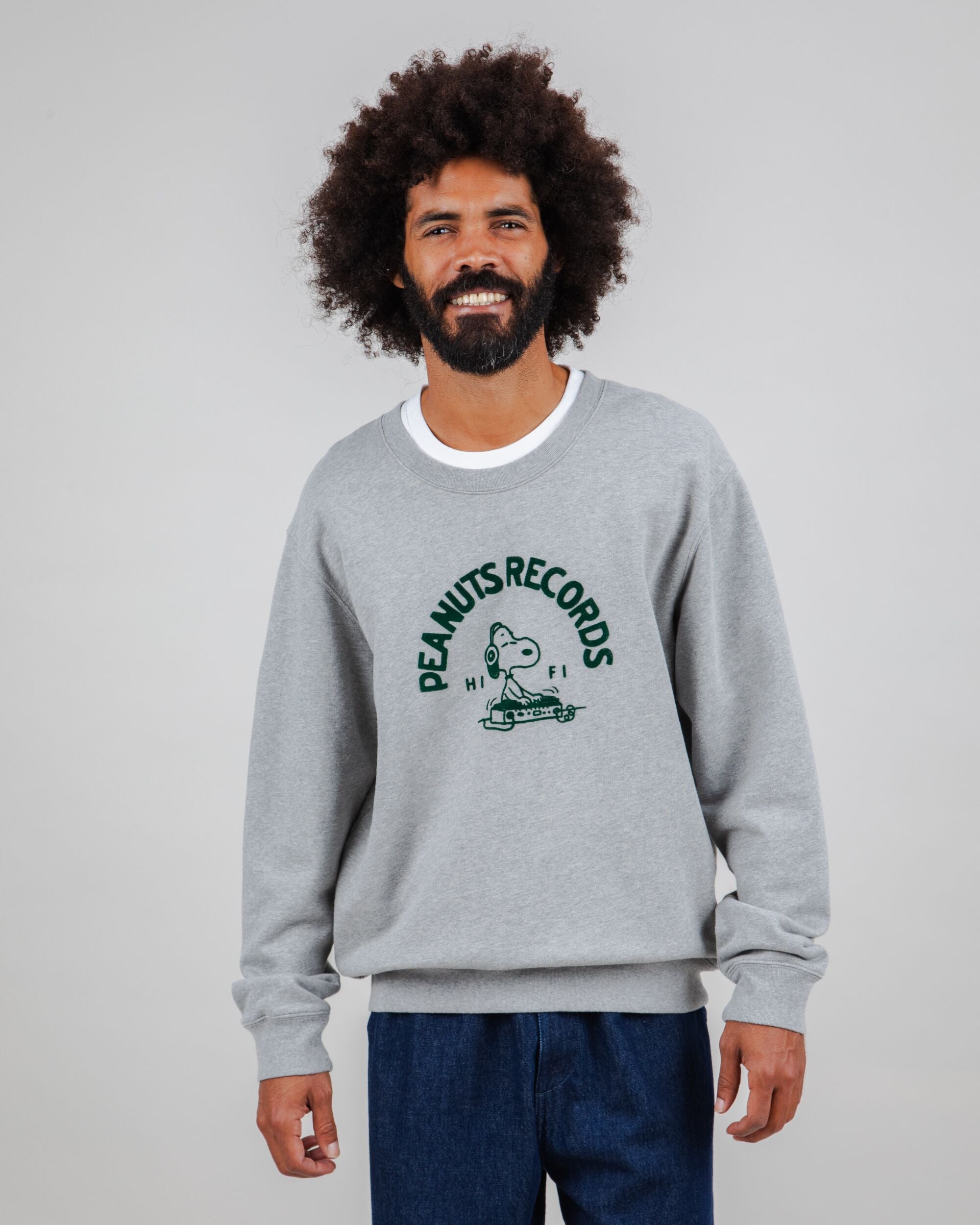 Peanuts Records Sweatshirt Grey – 100% Organic Cotton - Brava Fabrics
