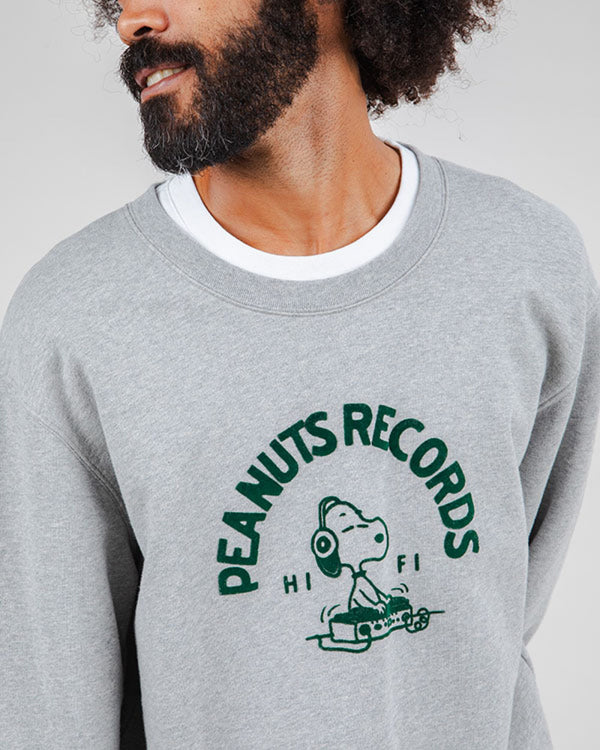 Peanuts Records Sweatshirt Grey – 100% Organic Cotton - Brava Fabrics