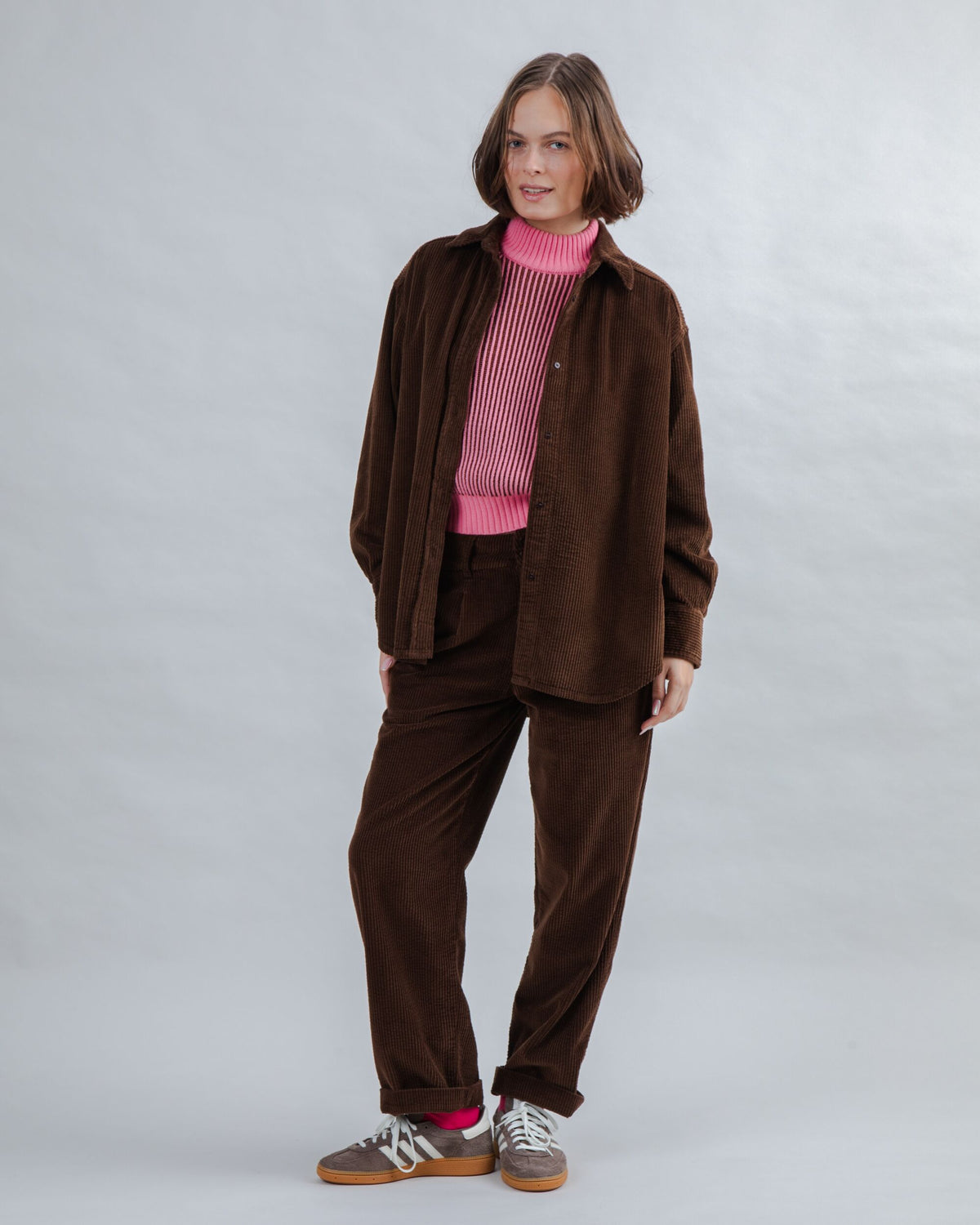Corduroy Long Overshirt Chocolate