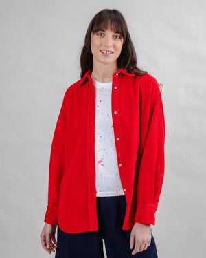 Corduroy Long Overshirt Red