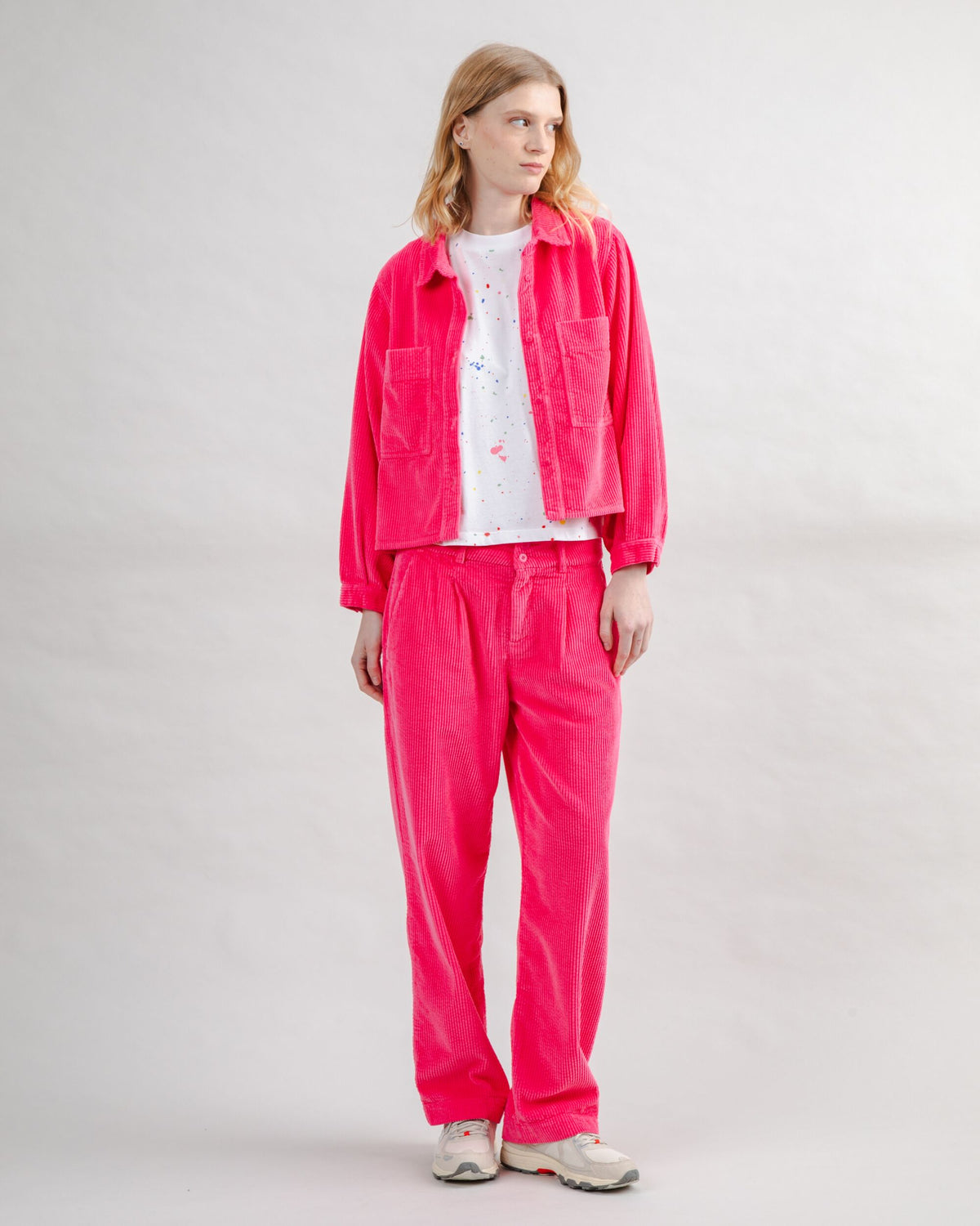 Corduroy Boxy Shirt Pink