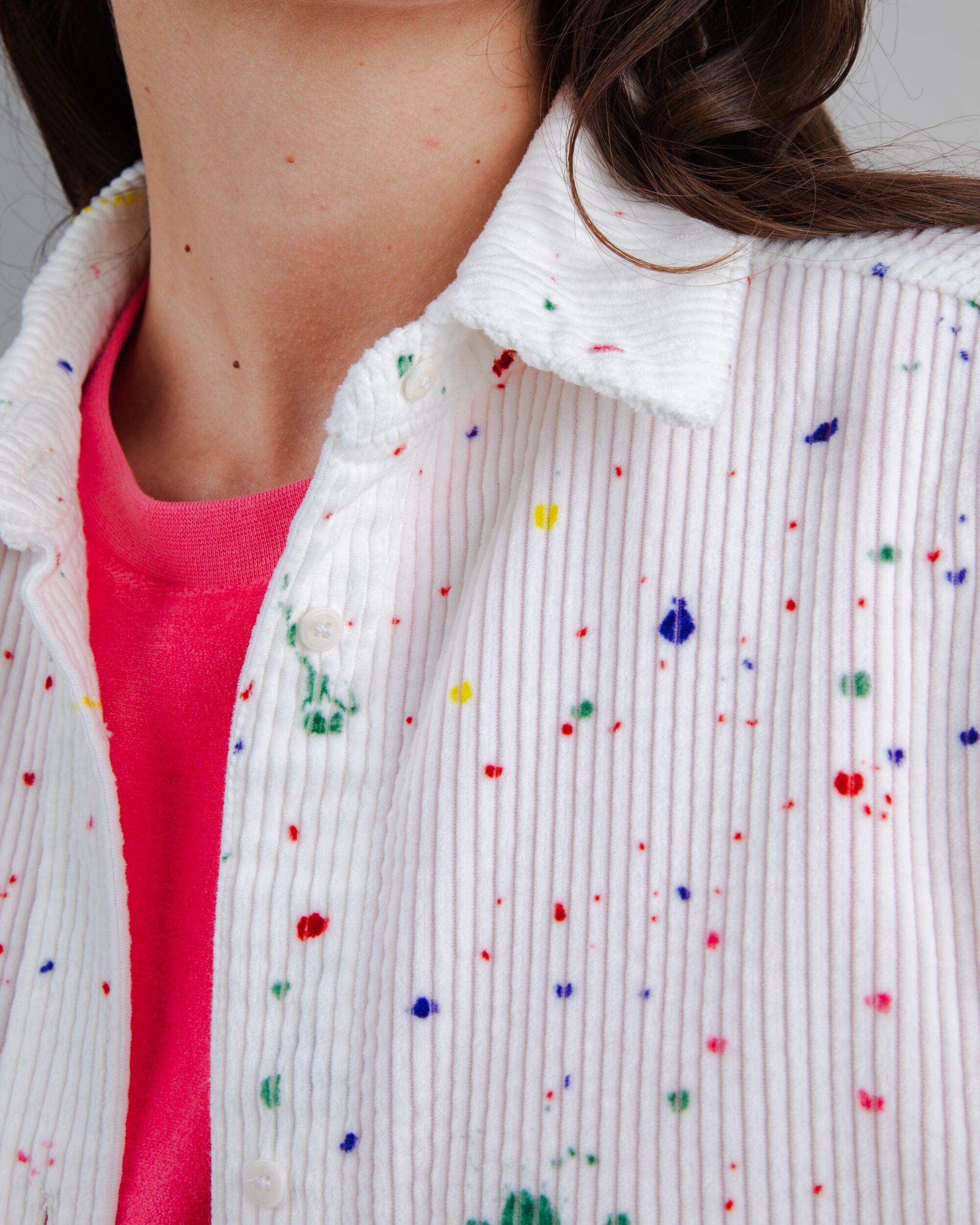 Splash Paint Corduroy Long Overshirt