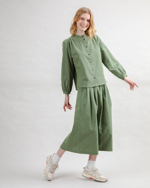 Checks Midi Skirt Olive