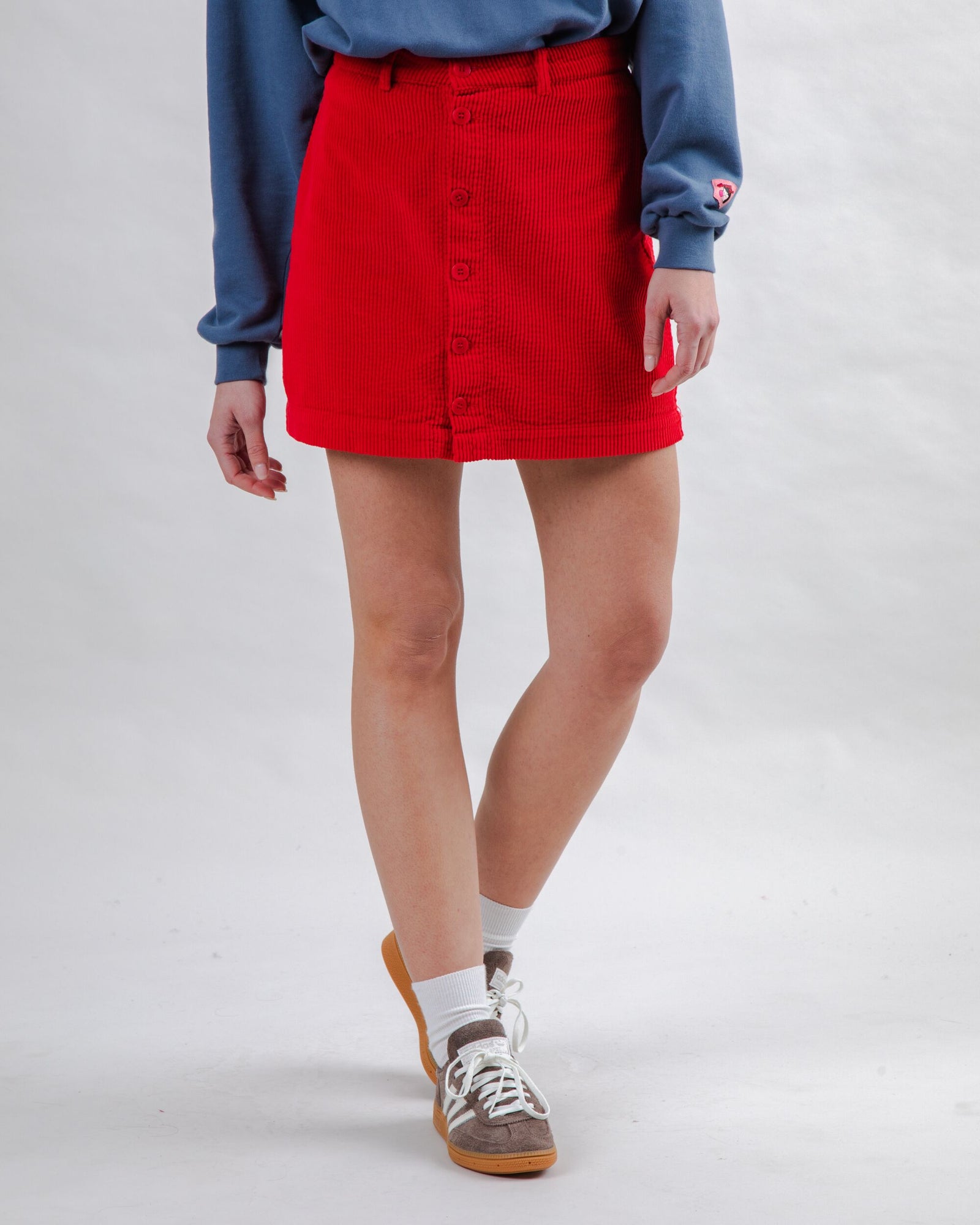 Corduroy Mini Skirt Red