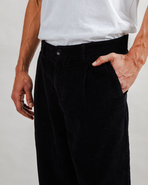 Corduroy Pleated Pants Black