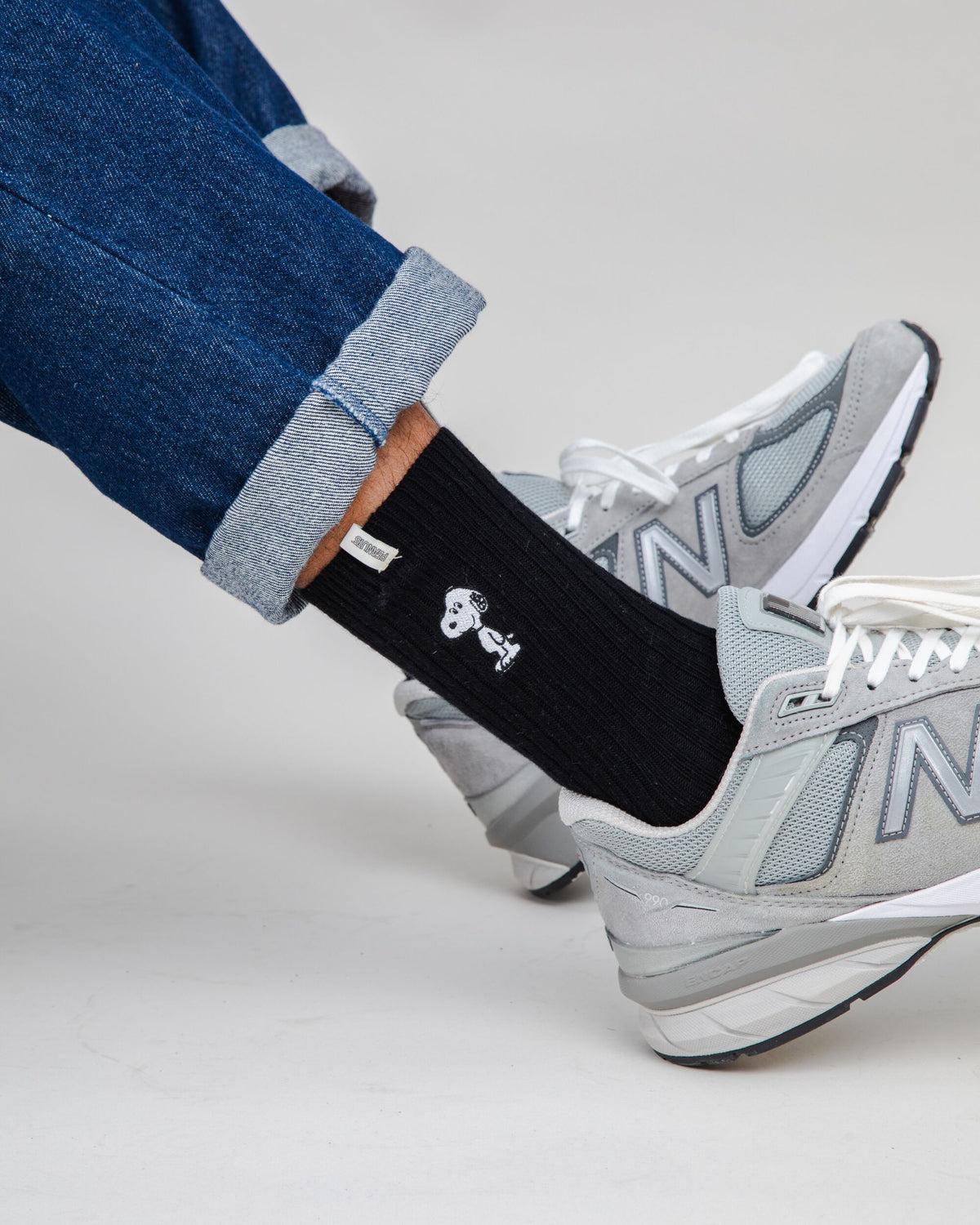 Peanuts Snoopy Ribbed Socks Black