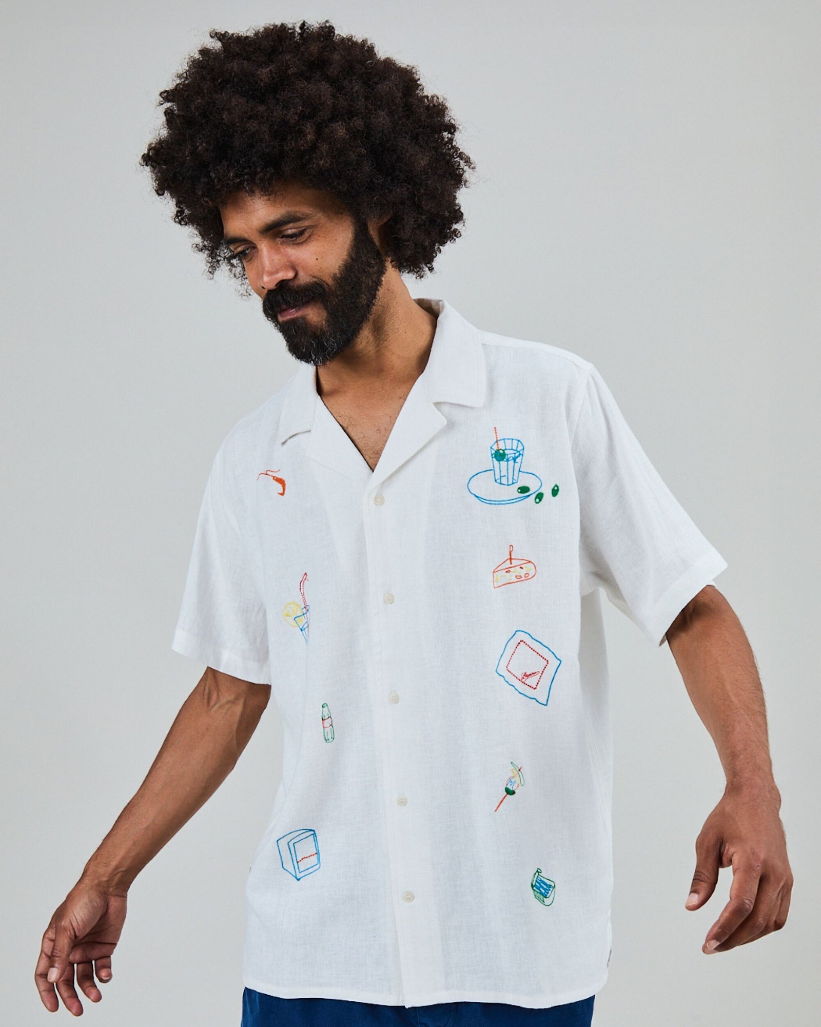 Chiringuito Embroidery Aloha Shirt White