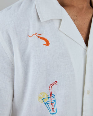 Chiringuito Embroidery Aloha Shirt White