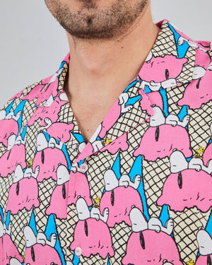 Peanuts Gelato Aloha Shirt Pink