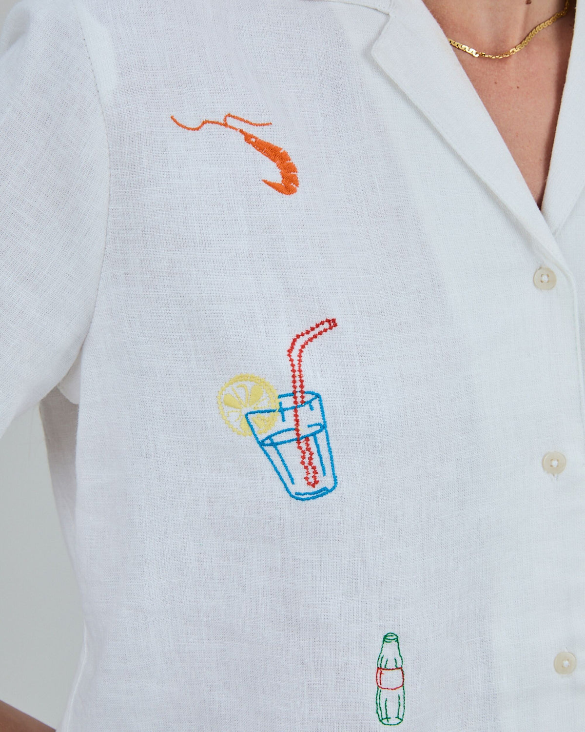 Chiringuito embroidery Aloha Blouse White