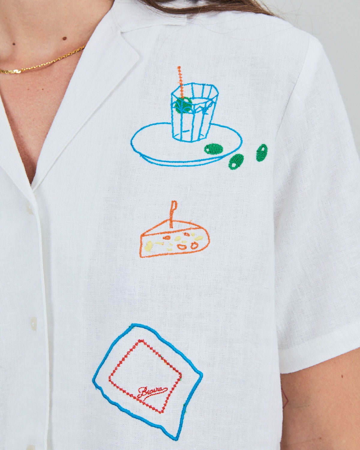 Chiringuito embroidery Aloha Blouse White